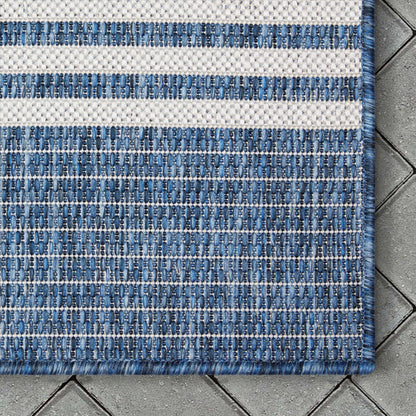 Catalina Modern Stripes Indoor/Outdoor Blue Flat-Weave Rug MED-254