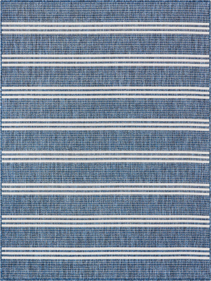 Catalina Modern Stripes Indoor/Outdoor Blue Flat-Weave Rug MED-254