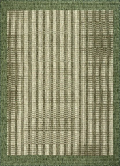 Odin Solid & Striped Border Indoor Outdoor Green Flatweave Rug MED-35