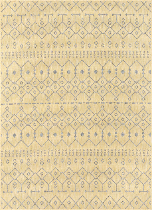 Nord Moroccan Tribal Indoor Outdoor Yellow Flatweave Rug MED-51