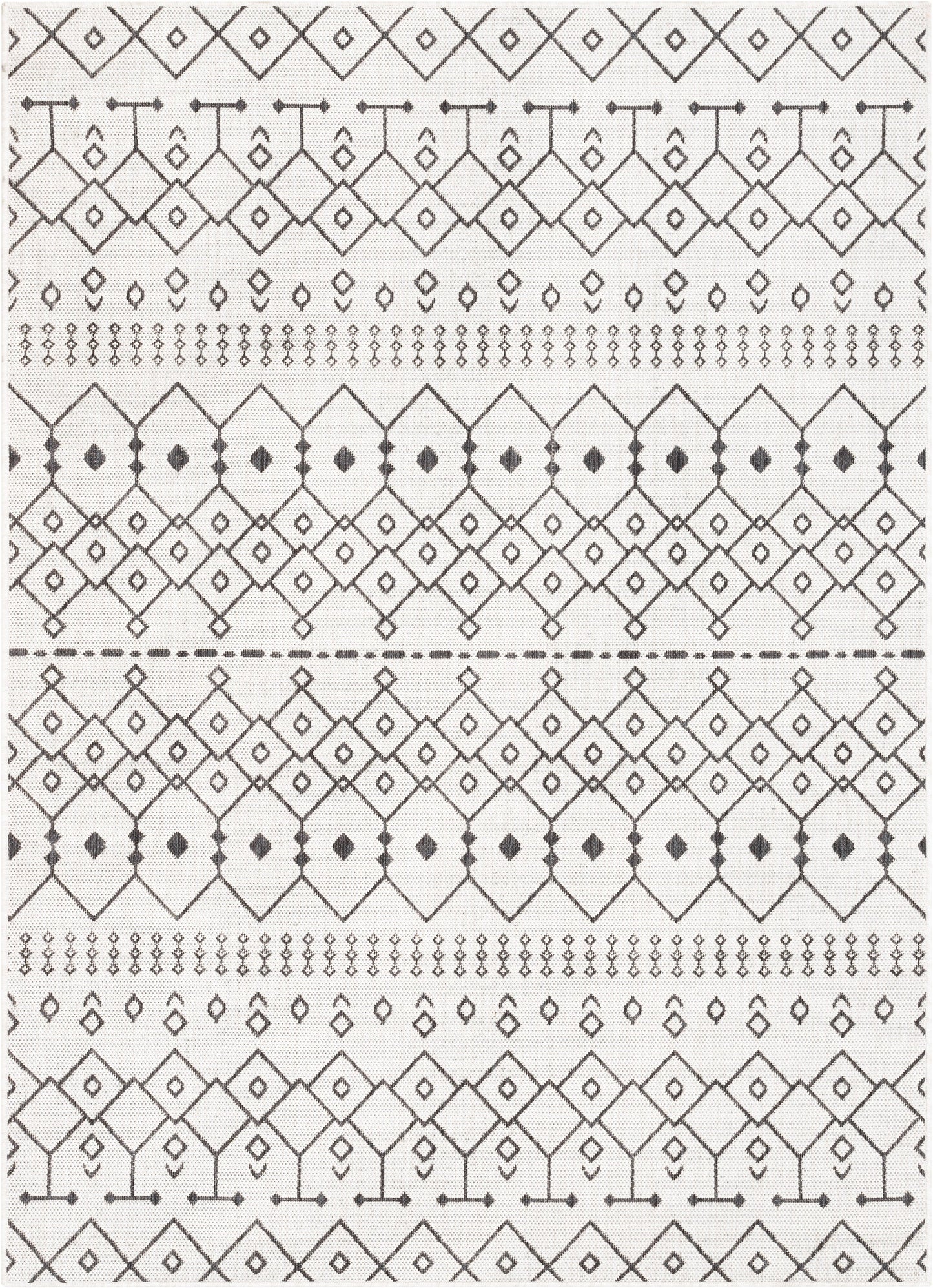 Nord Moroccan Tribal Indoor Outdoor Ivory Flatweave Rug MED-52