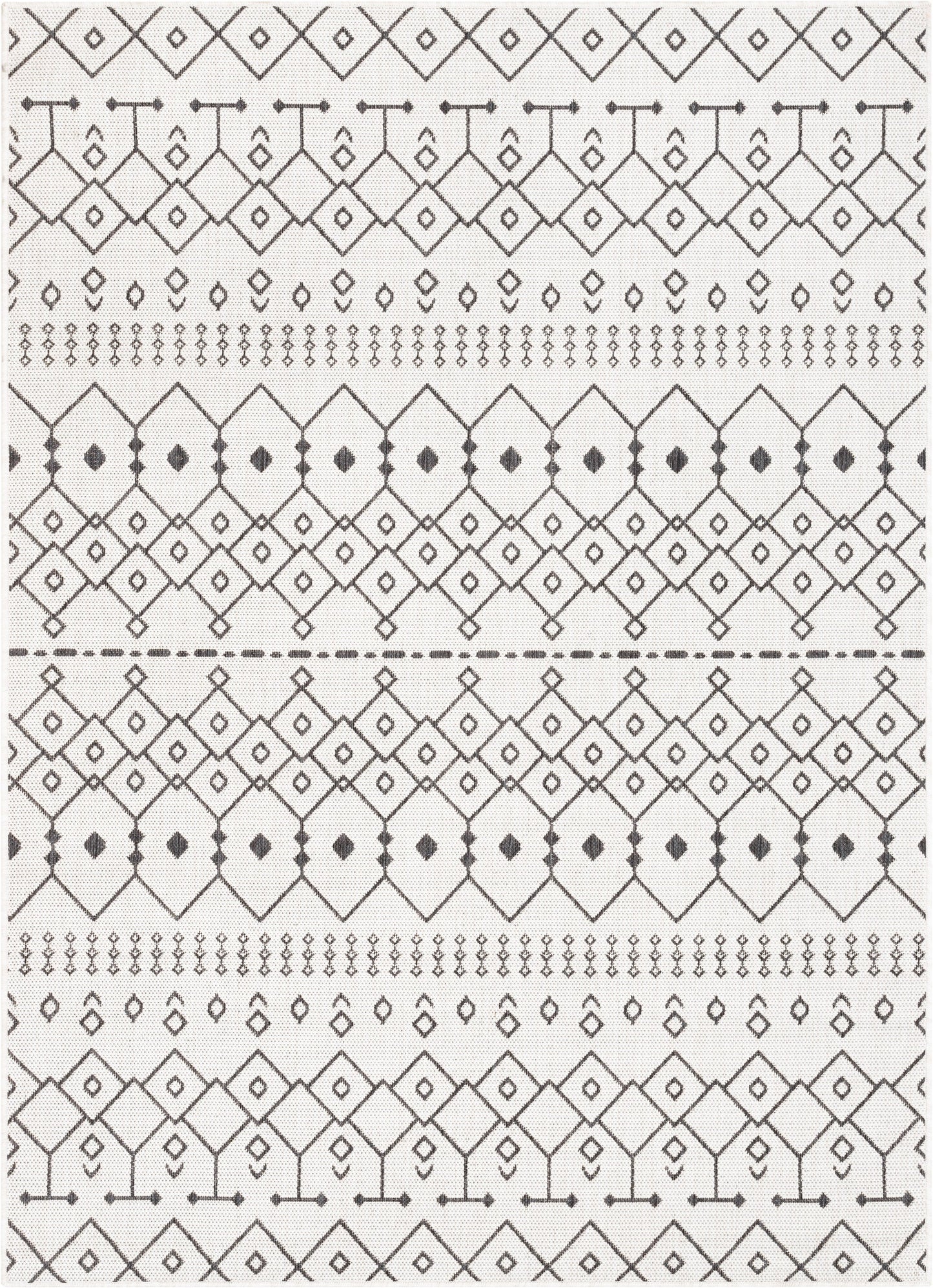 Nord Moroccan Tribal Indoor Outdoor Ivory Flatweave Rug MED-52