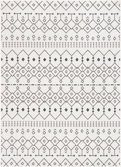 Nord Moroccan Tribal Indoor Outdoor Ivory Flatweave Rug MED-52