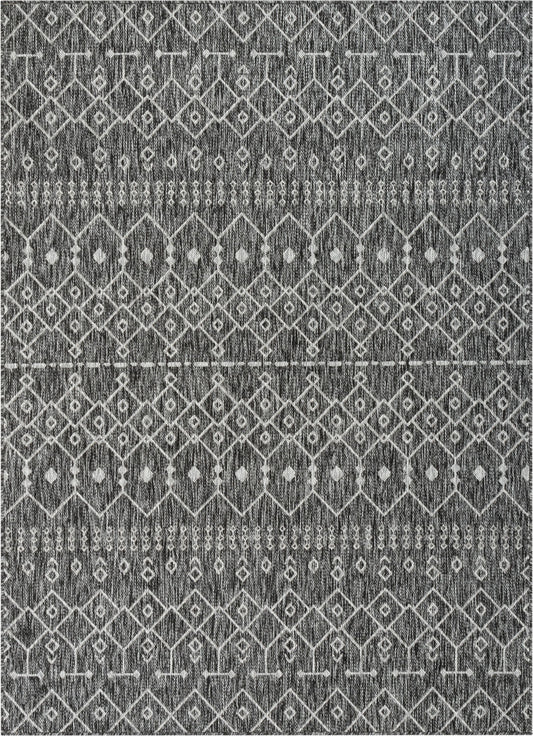 Nord Moroccan Tribal Indoor Outdoor Grey Flatweave Rug MED-57