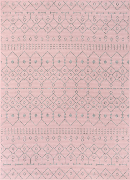 Nord Moroccan Tribal Indoor Outdoor Blush Flatweave Rug MED-59