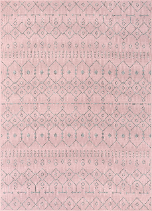 Nord Moroccan Tribal Indoor Outdoor Blush Flatweave Rug MED-59