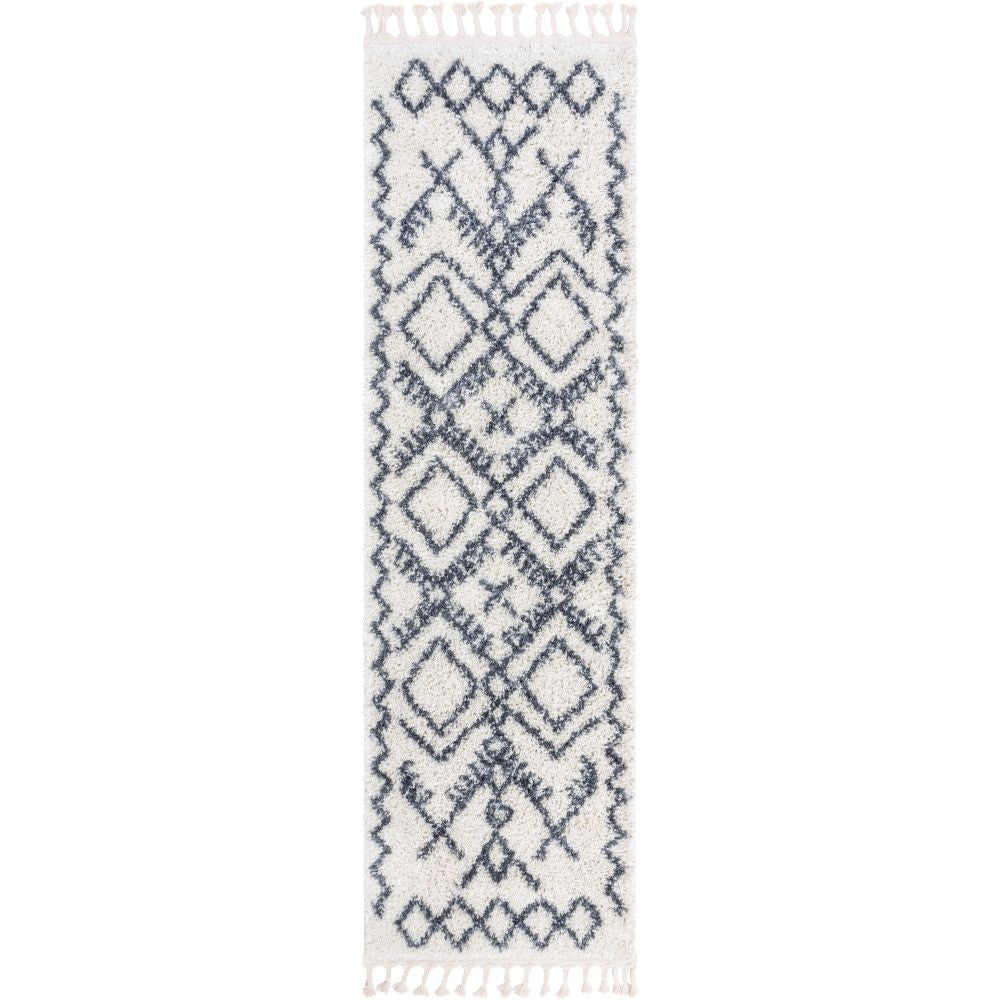 Chantico Moroccan Lattice Grey Shag Rug MEL-17