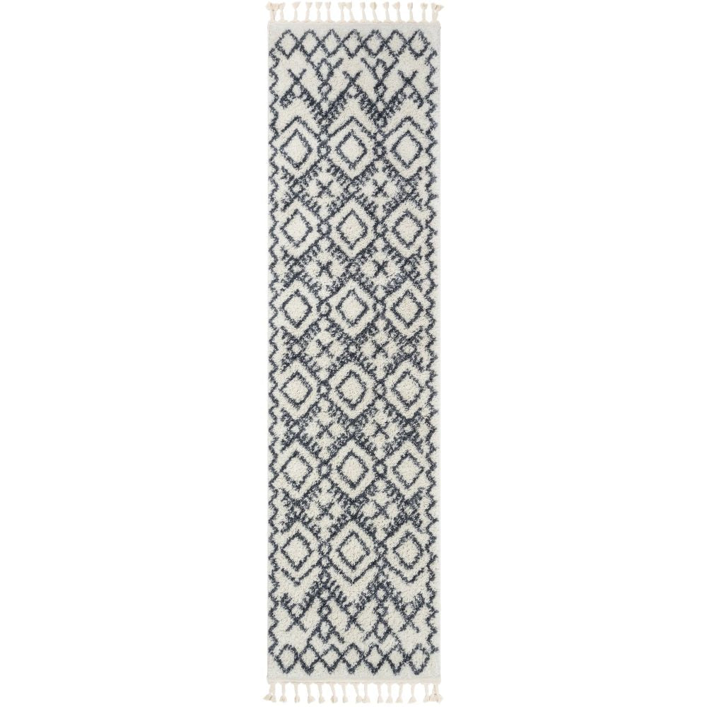 Chantico Moroccan Lattice Grey Shag Rug MEL-17