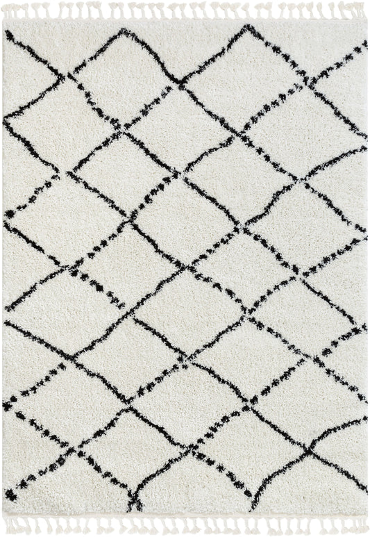 Patli Moroccan Trellis Ivory Shag Rug MEL-22