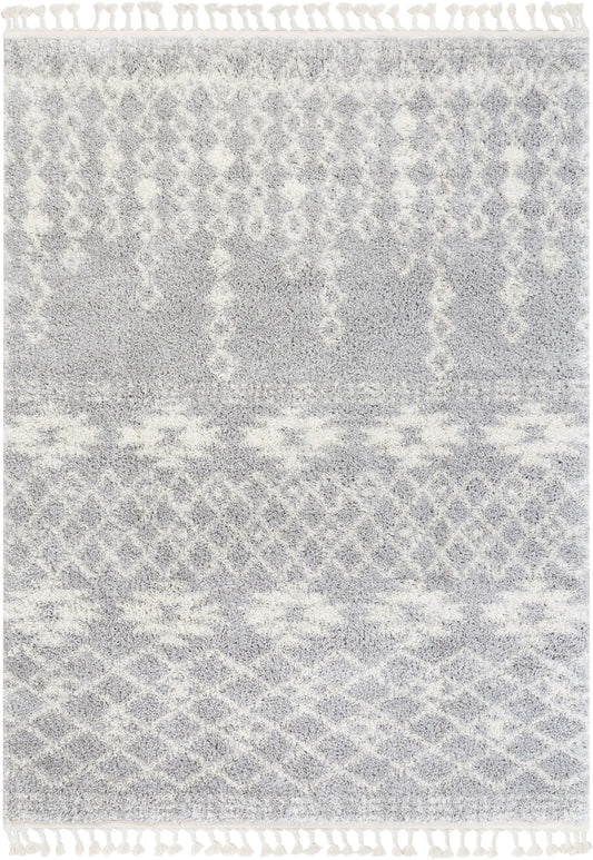 Tozi Moroccan Tribal Grey Shag Rug MEL-37