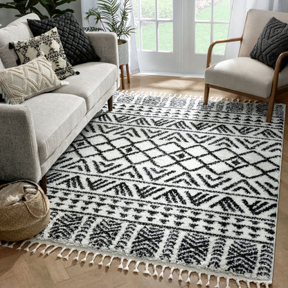 Tayanna Tribal Moroccan Ivory Shag Rug MEL-62