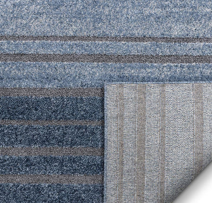 Bauer Blue Modern Solid And Striped Rug MG-04