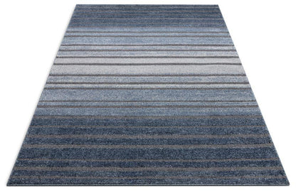Bauer Blue Modern Solid And Striped Rug MG-04