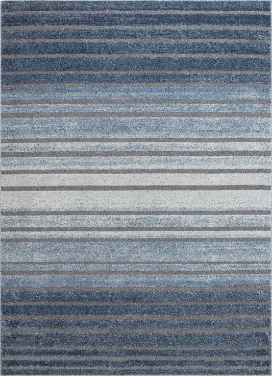 Bauer Blue Modern Solid And Striped Rug MG-04