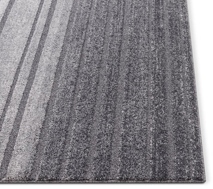 Bauer Grey Modern Solid And Striped Rug MG-07