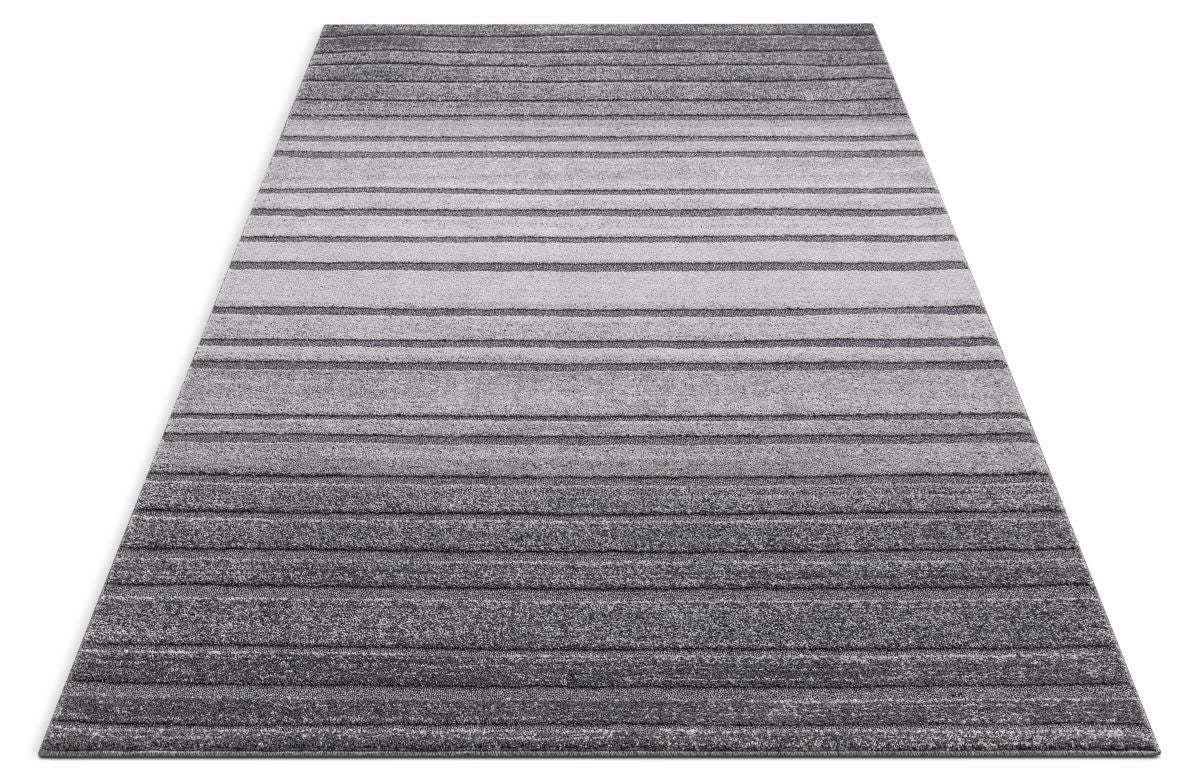 Bauer Grey Modern Solid And Striped Rug MG-07