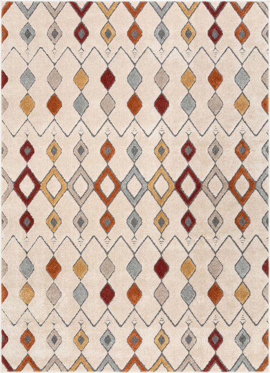 Baikal Bohemian Vintage Tribal Diamond Beige Rug MG-102