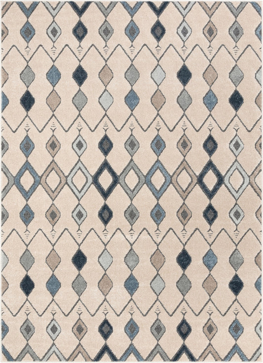 Baikal Bohemian Vintage Tribal Diamond Blue Rug MG-106
