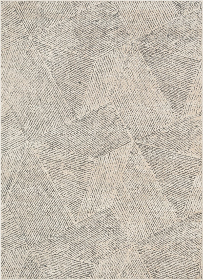 Enzo Tribal Geometric Lines Beige Distressed High-Low Rug MG-112