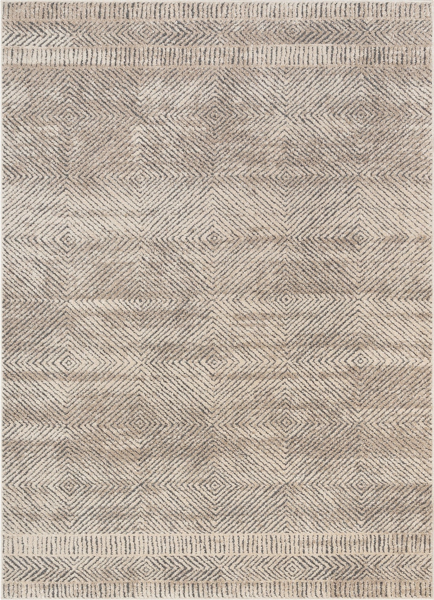 Hugo Tribal Geometric Beige Distressed High-Low Rug MG-132