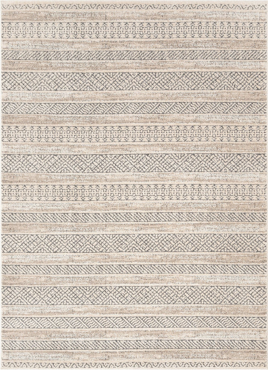 Fresco Tribal Geometric Beige Distressed High-Low Rug MG-202
