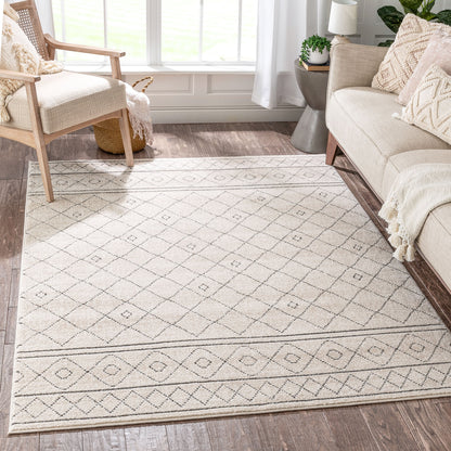 Mara Moroccan Lattice Trellis Ivory Rug MG-242