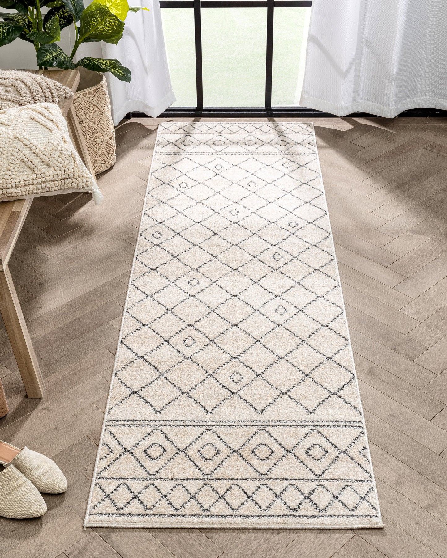 Mara Moroccan Lattice Trellis Ivory Rug MG-242