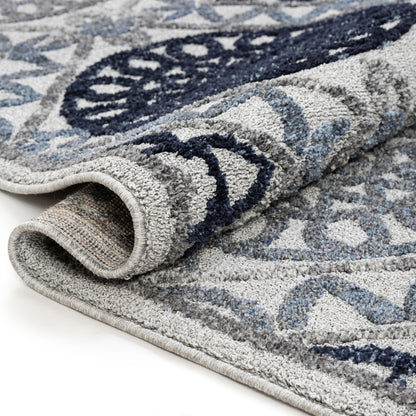 Caspian Blue Modern Suzani Rug MG-24
