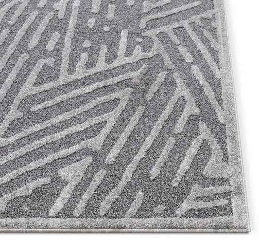 Tukker Grey Mid-Century Modern Geometric Lines Rug MG-77
