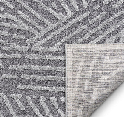Tukker Grey Mid-Century Modern Geometric Lines Rug MG-77