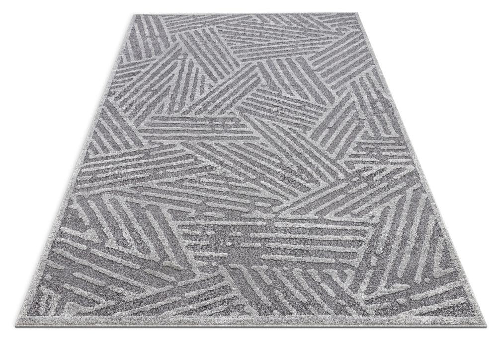 Tukker Grey Mid-Century Modern Geometric Lines Rug MG-77