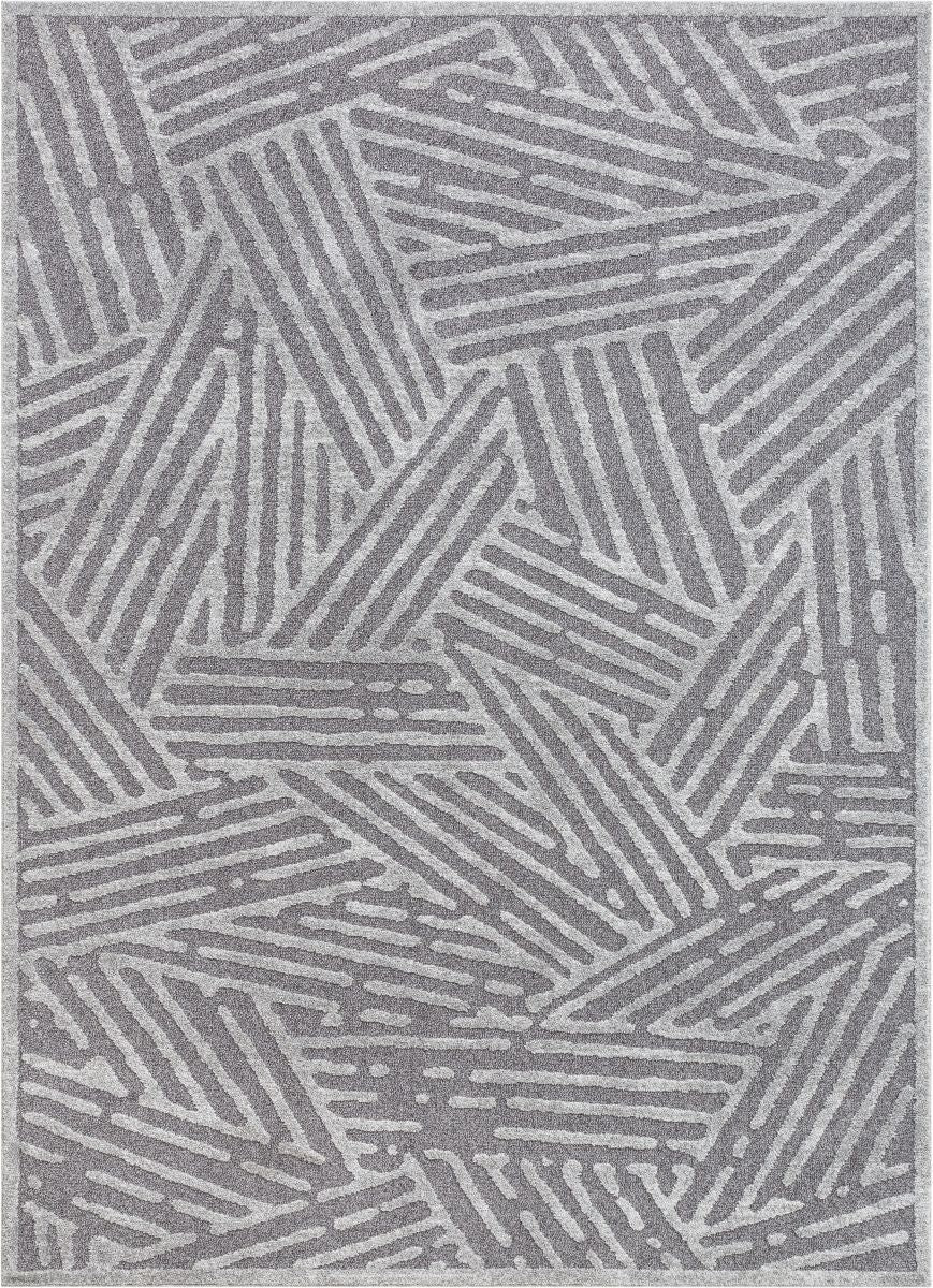 Tukker Grey Mid-Century Modern Geometric Lines Rug MG-77