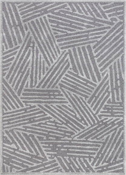 Tukker Grey Mid-Century Modern Geometric Lines Rug MG-77