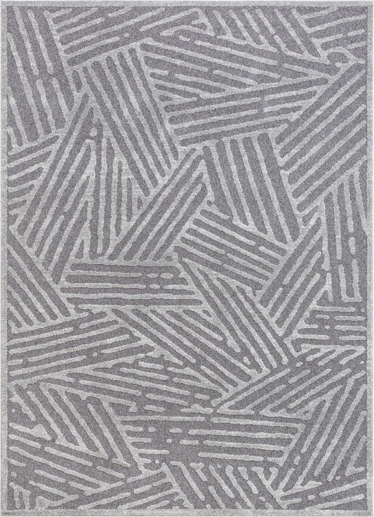 Tukker Grey Mid-Century Modern Geometric Lines Rug MG-77