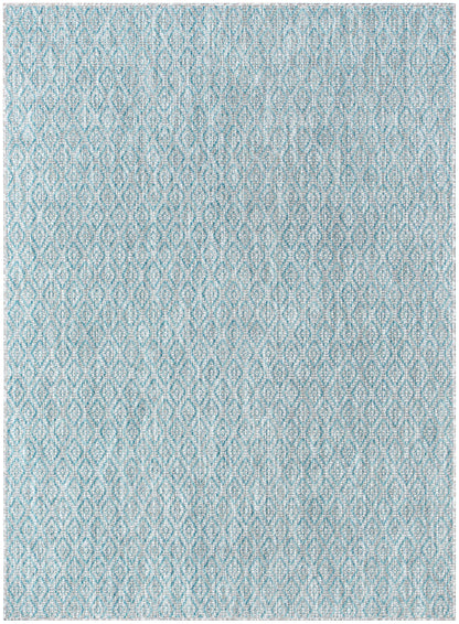 Sienna Modern Solid Pattern Blue Flat-Weave Indoor/Outdoor Rug MIL-104