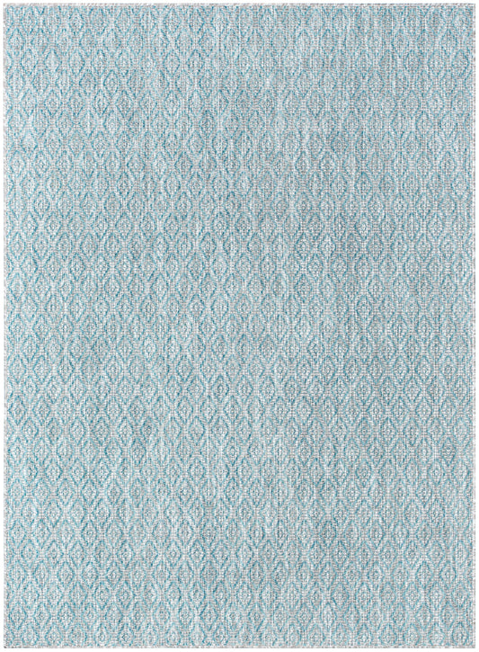 Sienna Modern Solid Pattern Blue Flat-Weave Indoor/Outdoor Rug MIL-104