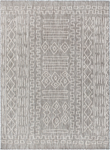 Anza Tribal Geometric Pattern Grey Flat-Weave Indoor/Outdoor Rug MIL-27