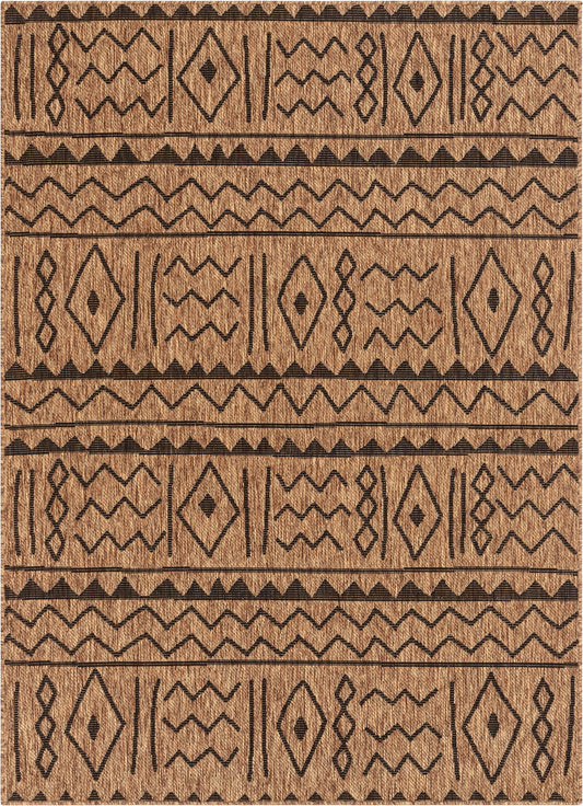 Faye Tribal Diamond Pattern Natural Indoor Outdoor Jute Rug MIL-32