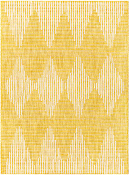 Kai Modern Chevron Pattern Yellow Flat-Weave Indoor/Outdoor Rug MIL-61