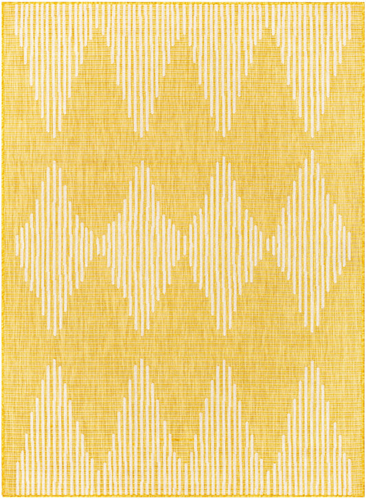 Kai Modern Chevron Pattern Yellow Flat-Weave Indoor/Outdoor Rug MIL-61