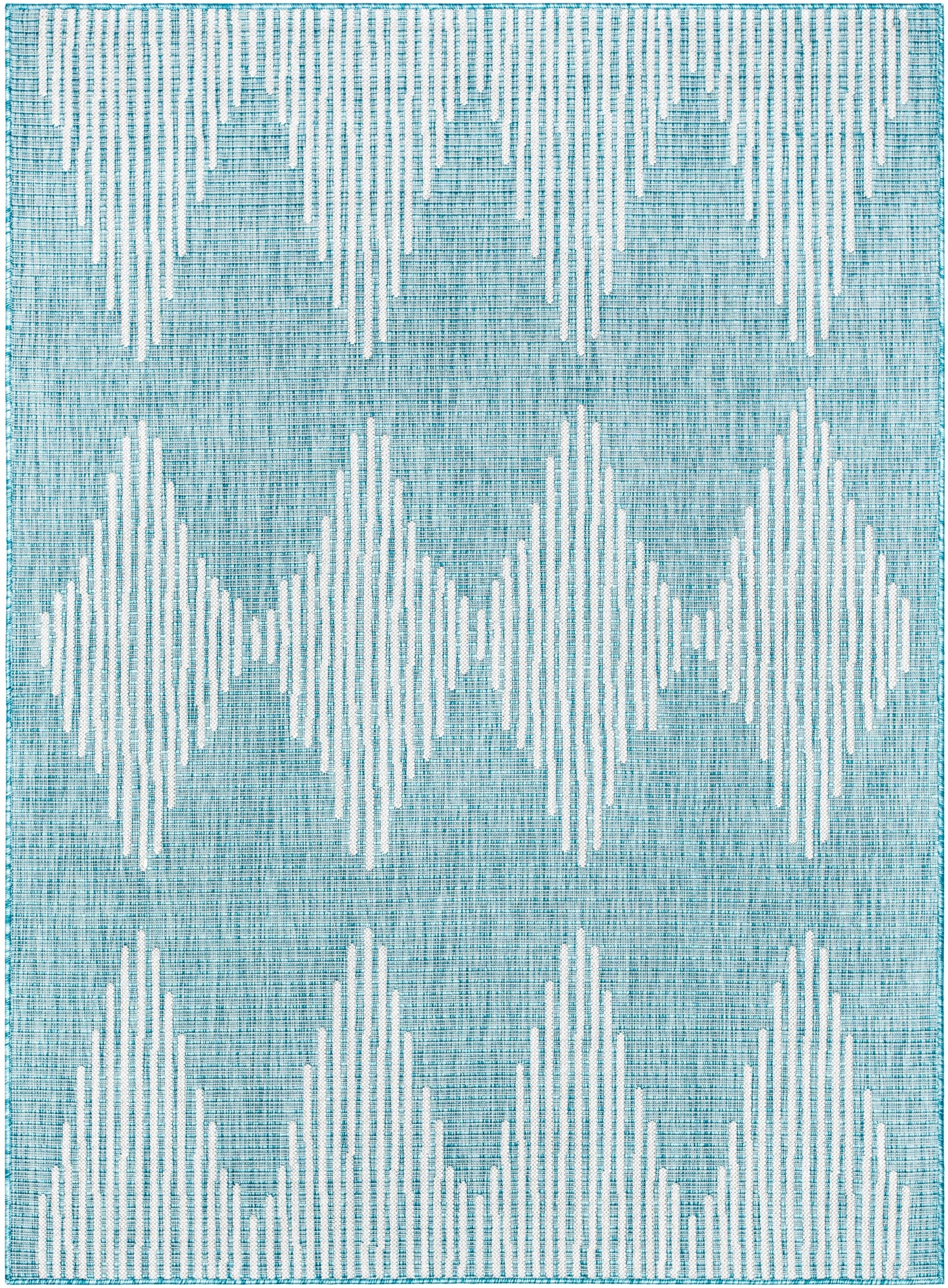 Kai Modern Chevron Pattern Blue Flat-Weave Indoor/Outdoor Rug MIL-64