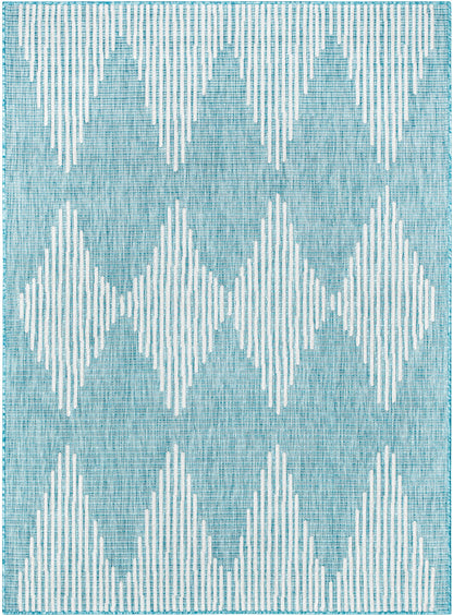 Kai Modern Chevron Pattern Blue Flat-Weave Indoor/Outdoor Rug MIL-64