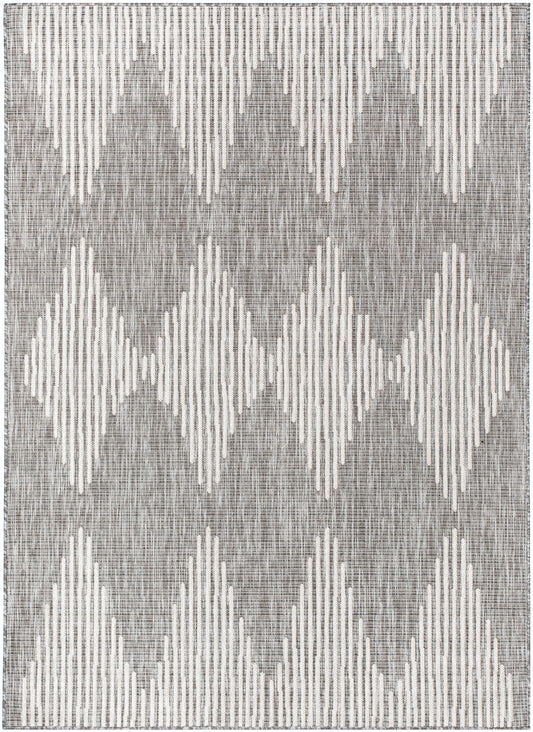 Kai Modern Chevron Pattern Grey Flat-Weave Indoor/Outdoor Rug MIL-67
