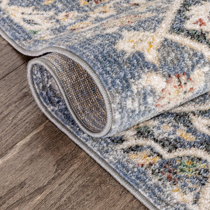Nantes Vintage Bohemian Persian Oriental Medallion Blue Rug MIR-14