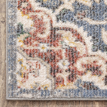 Nantes Vintage Bohemian Persian Oriental Medallion Blue Rug MIR-14