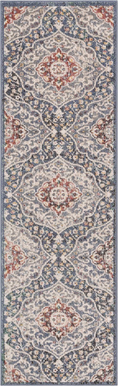 Nantes Vintage Bohemian Persian Oriental Medallion Blue Rug MIR-14