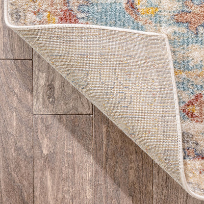 Caen Vintage Bohemian Medallion Oriental Botanical Grey Red Rust Rug MIR-47
