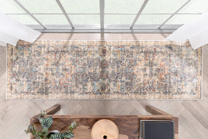 Caen Vintage Bohemian Medallion Oriental Botanical Grey Red Rust Rug MIR-47