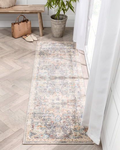 Caen Vintage Bohemian Medallion Oriental Botanical Grey Red Rust Rug MIR-47