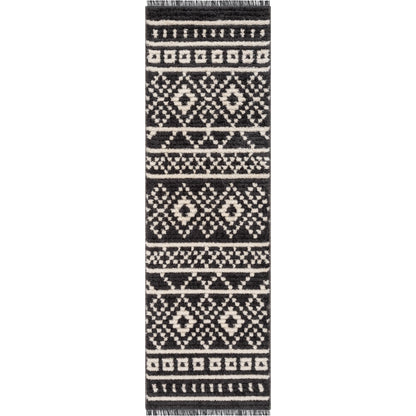 Nokomis Tribal Diamond Lattice Pattern Grey High-Low Textured Pile Rug MYA-17